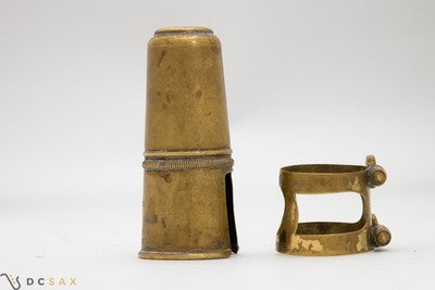 1950's Selmer Two Screw Alto Saxophone Ligature and Cap Set, Oval Screws