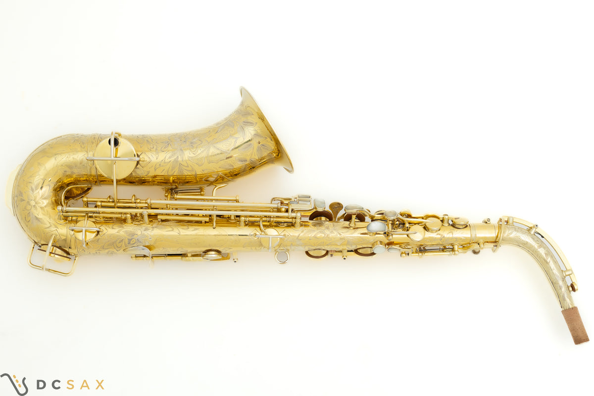 希少 1929年製 King Voll-True "King De Luxe" アルトサックス、金メッキ、フルパール、精巧な彫刻、動画あり