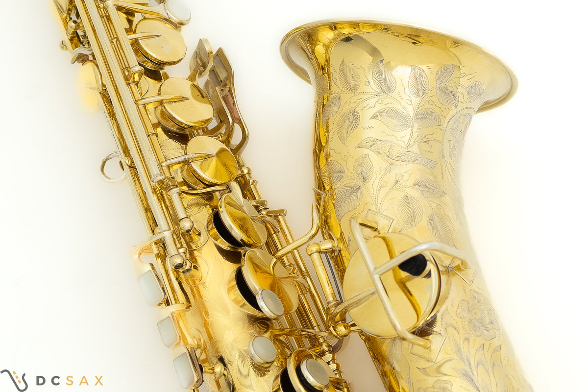 希少 1929年製 King Voll-True "King De Luxe" アルトサックス、金メッキ、フルパール、精巧な彫刻、動画あり