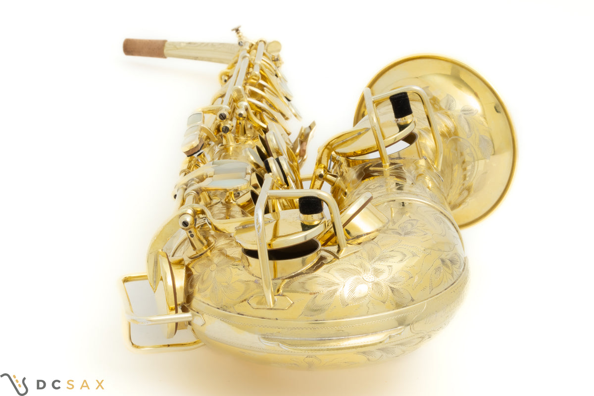 希少 1929年製 King Voll-True "King De Luxe" アルトサックス、金メッキ、フルパール、精巧な彫刻、動画あり