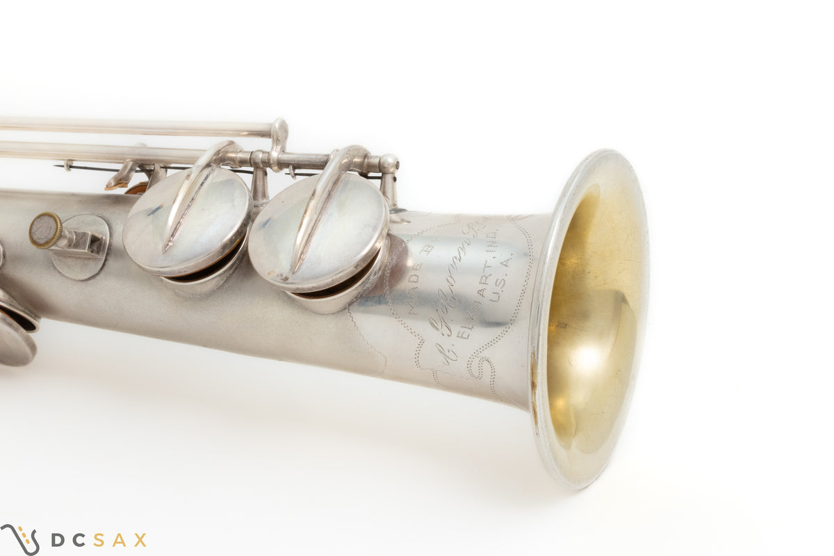 1927年製 C.G.コーン New Wonder II Chu Berry ソプラノサックス、銀メッキ仕上げ、整備済み
