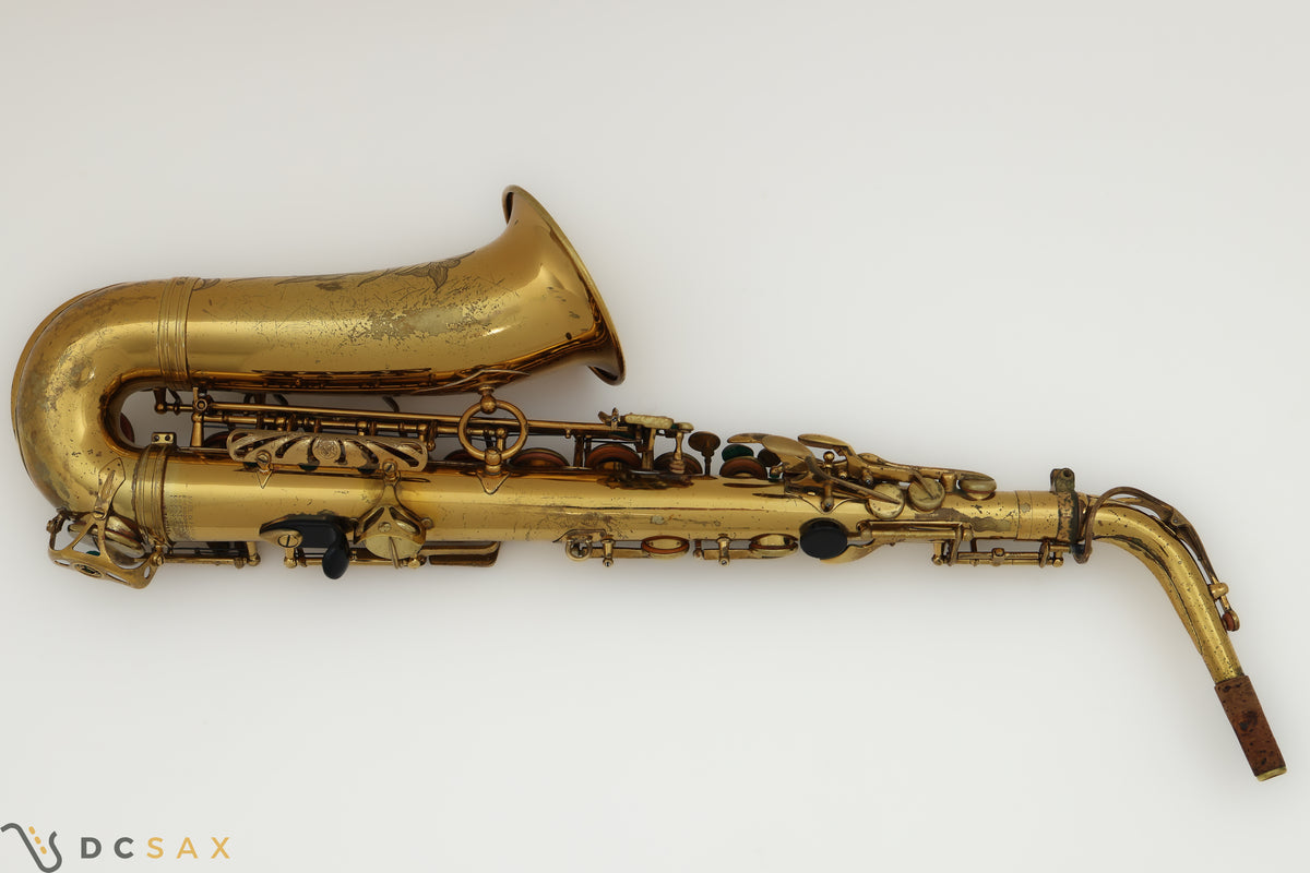 Selmer Mark VI alto saxophone overhead shot showing back of saxophone