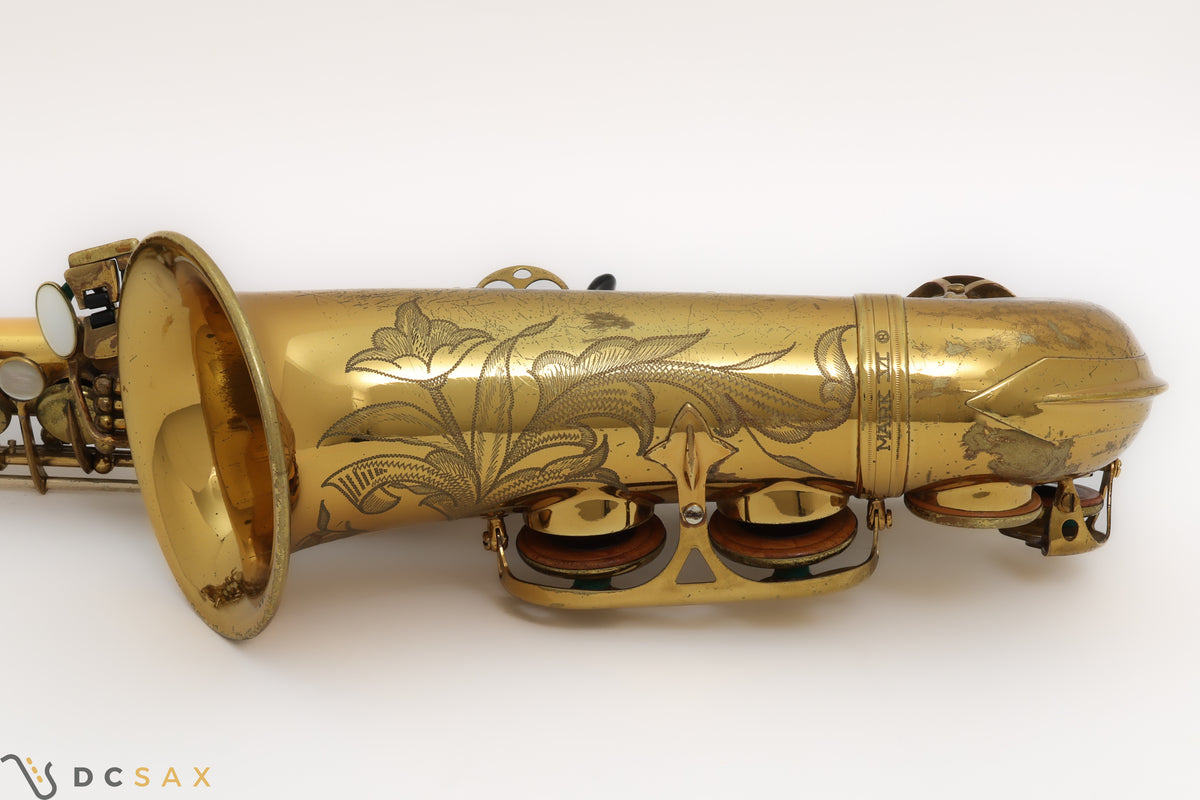 Selmer Mark VI alto saxophone bell engraving, Mark VI stamp