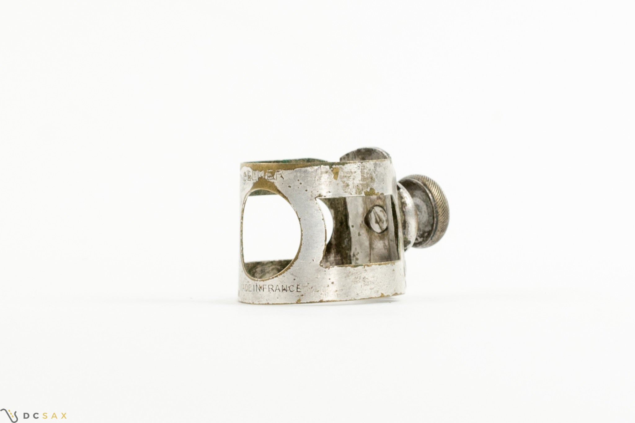 Vintage Selmer Alto Saxophone Ligature With Single Screw, Silver Plated