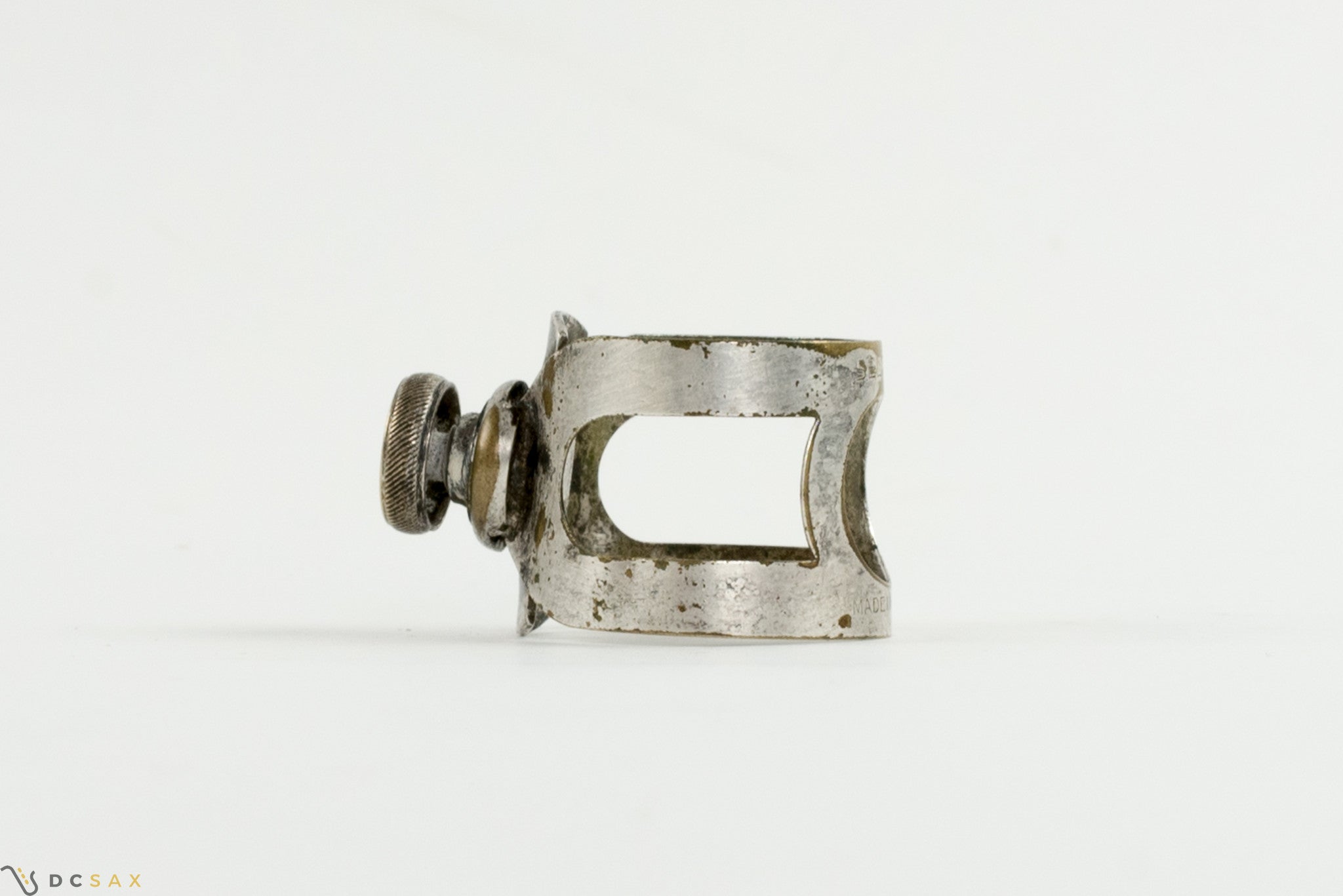 Vintage Selmer Alto Saxophone Ligature With Single Screw, Silver Plated