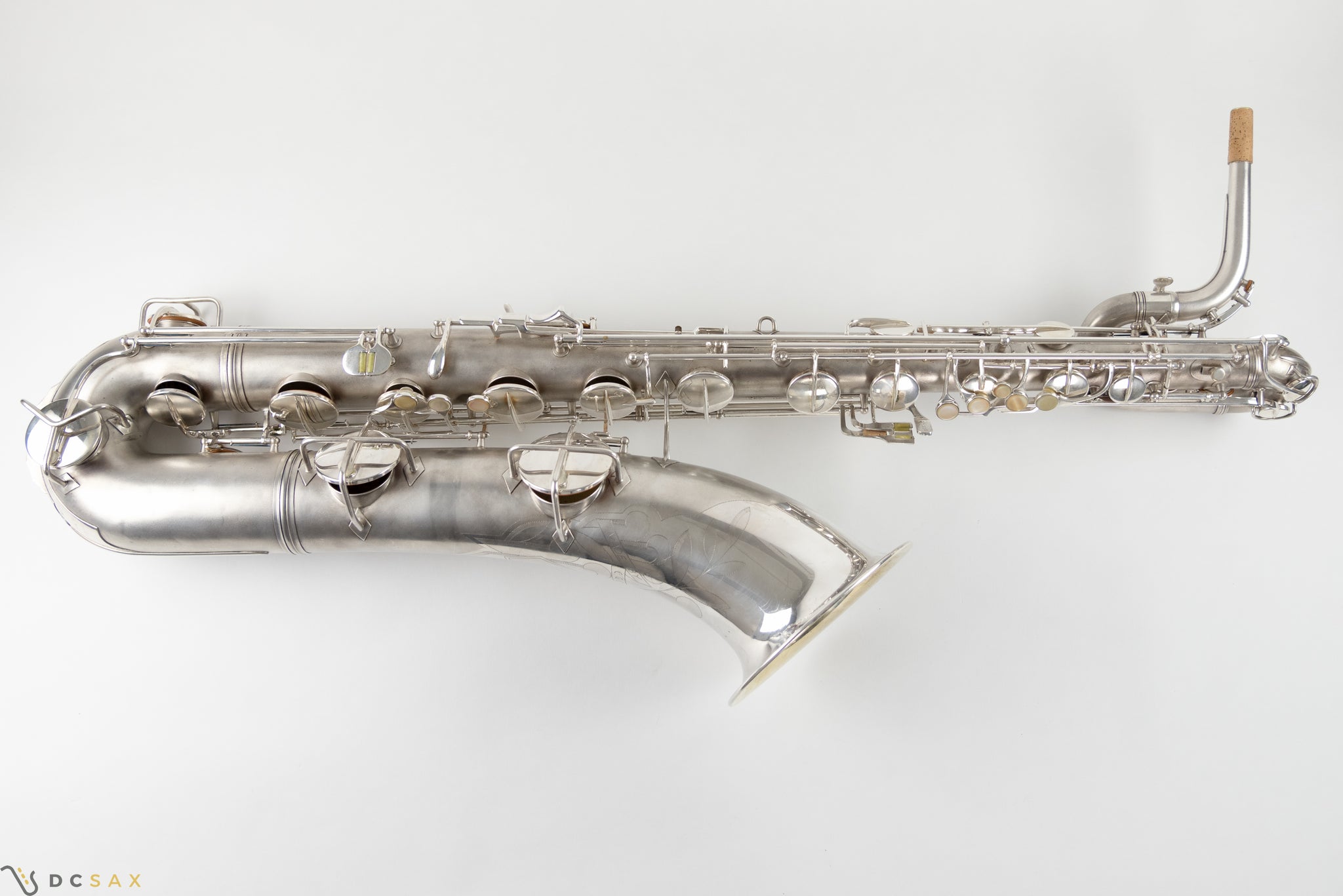 1945 Conn 12M Baritone Saxophone, Silver, Rolled Tone Holes, Overhaul