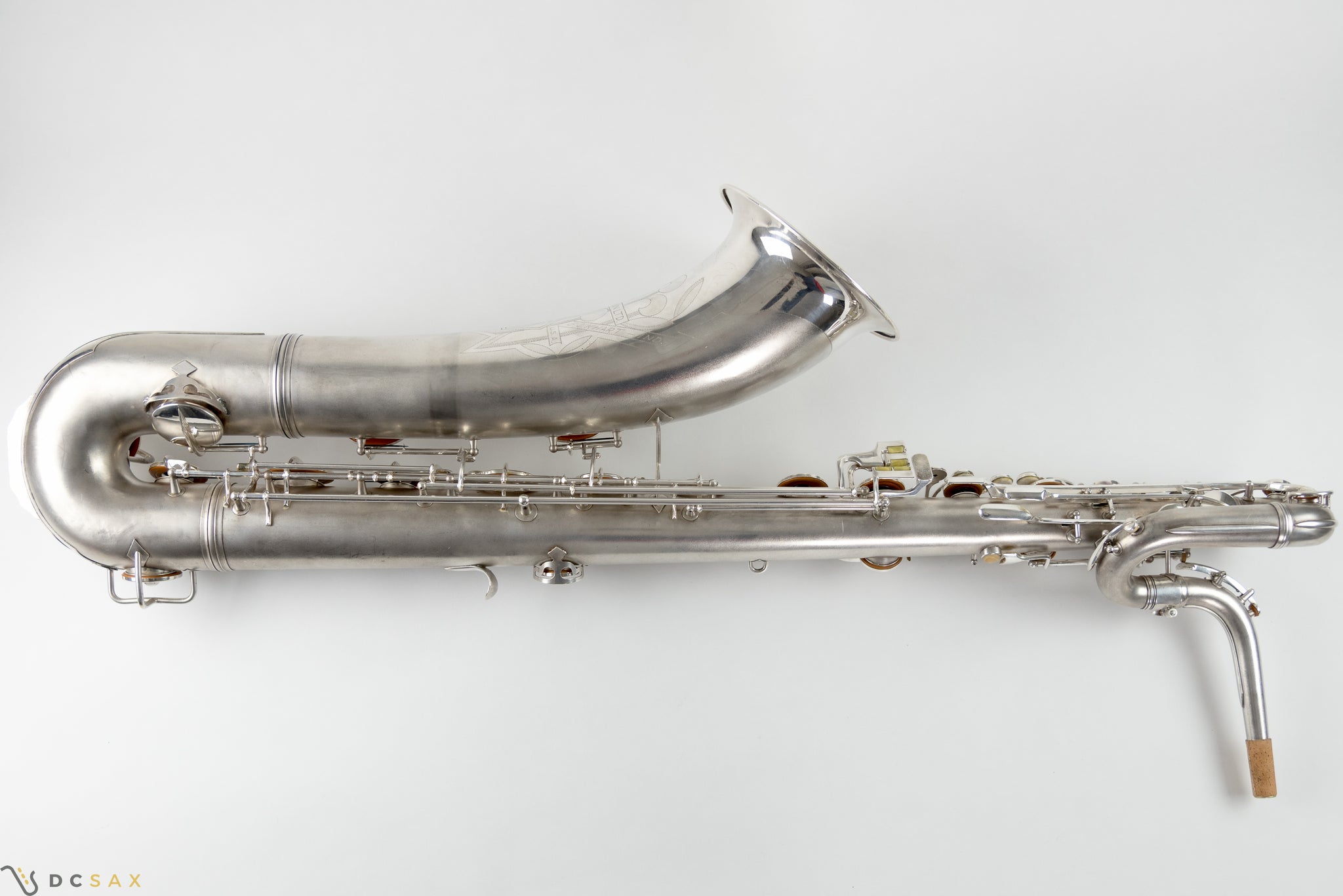 1945 Conn 12M Baritone Saxophone, Silver, Rolled Tone Holes, Overhaul