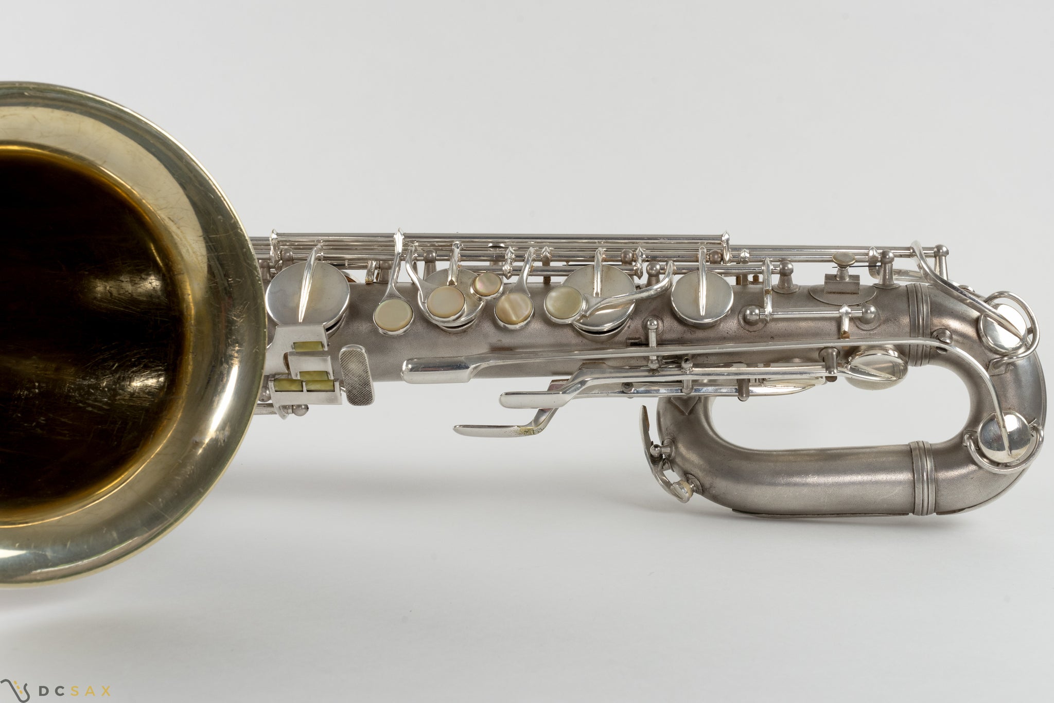 1945 Conn 12M Baritone Saxophone, Silver, Rolled Tone Holes, Overhaul
