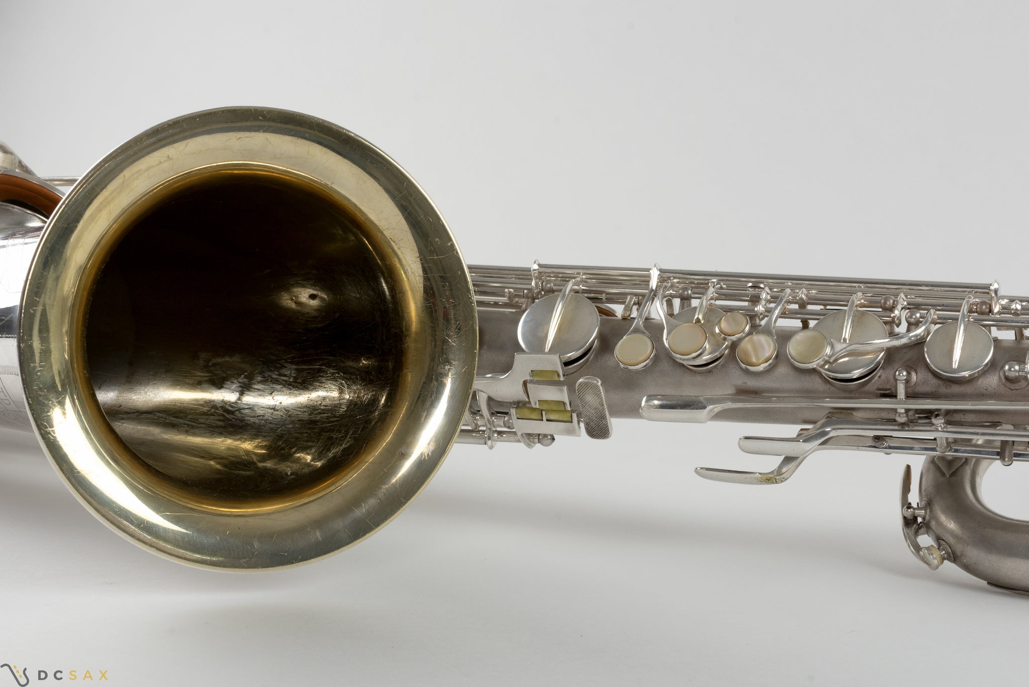 1945 Conn 12M Baritone Saxophone, Silver, Rolled Tone Holes, Overhaul