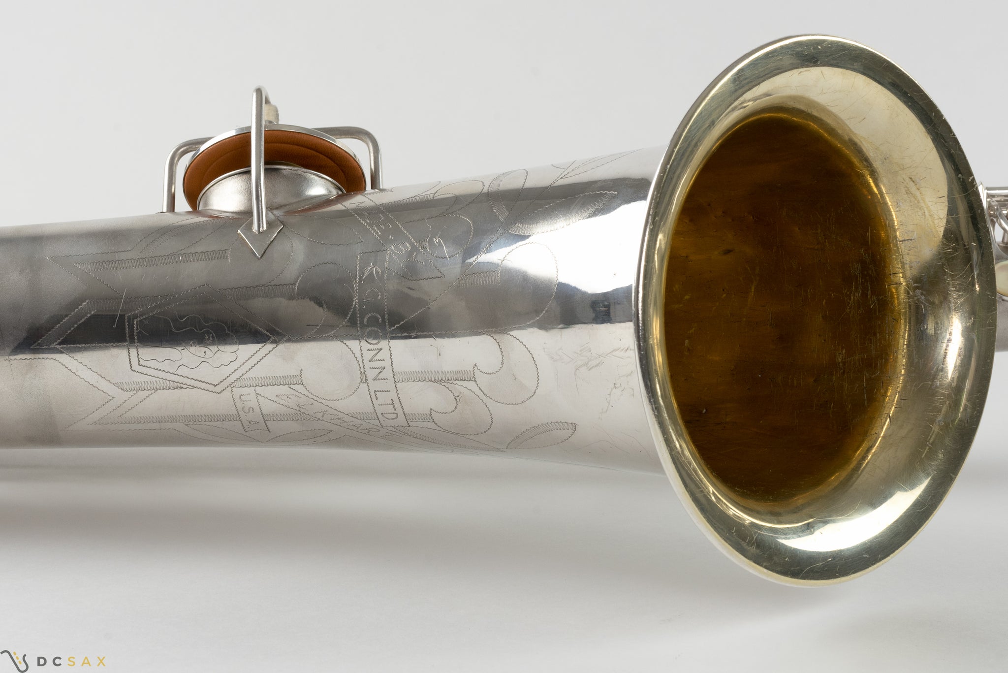 1945 Conn 12M Baritone Saxophone, Silver, Rolled Tone Holes, Overhaul