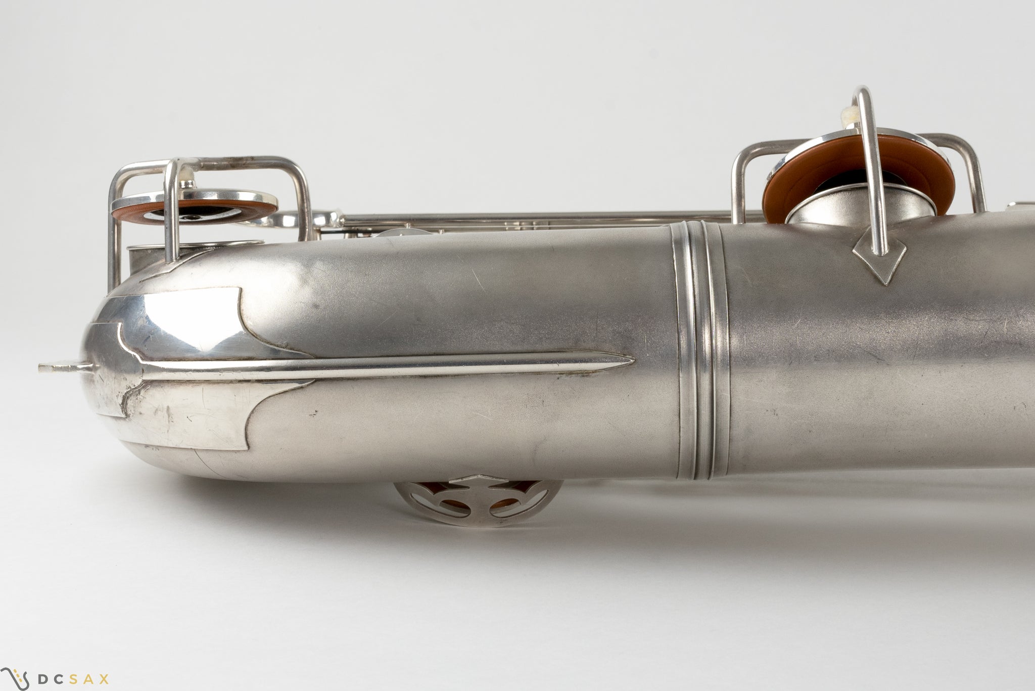 1945 Conn 12M Baritone Saxophone, Silver, Rolled Tone Holes, Overhaul