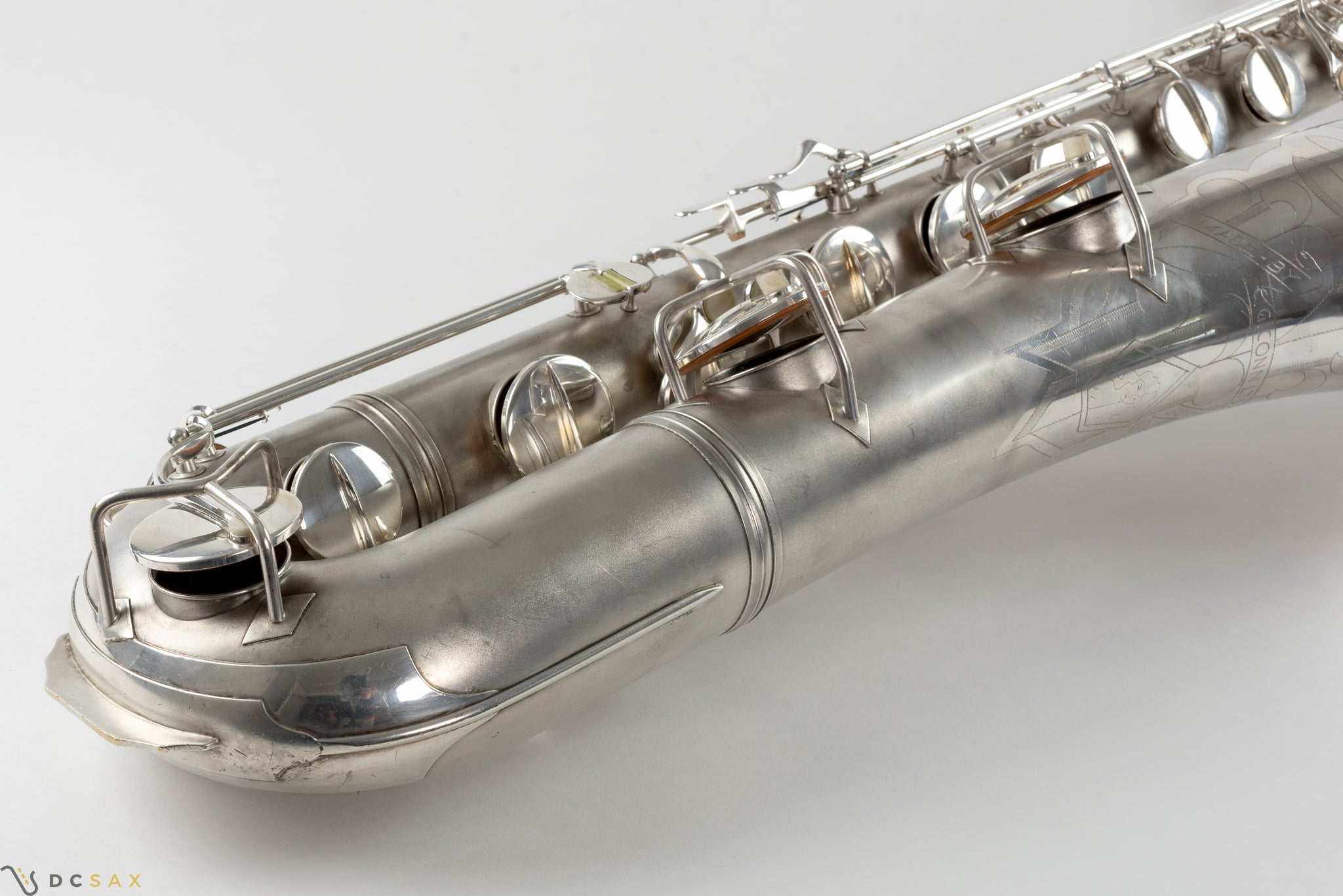 1945 Conn 12M Baritone Saxophone, Silver, Rolled Tone Holes, Overhaul