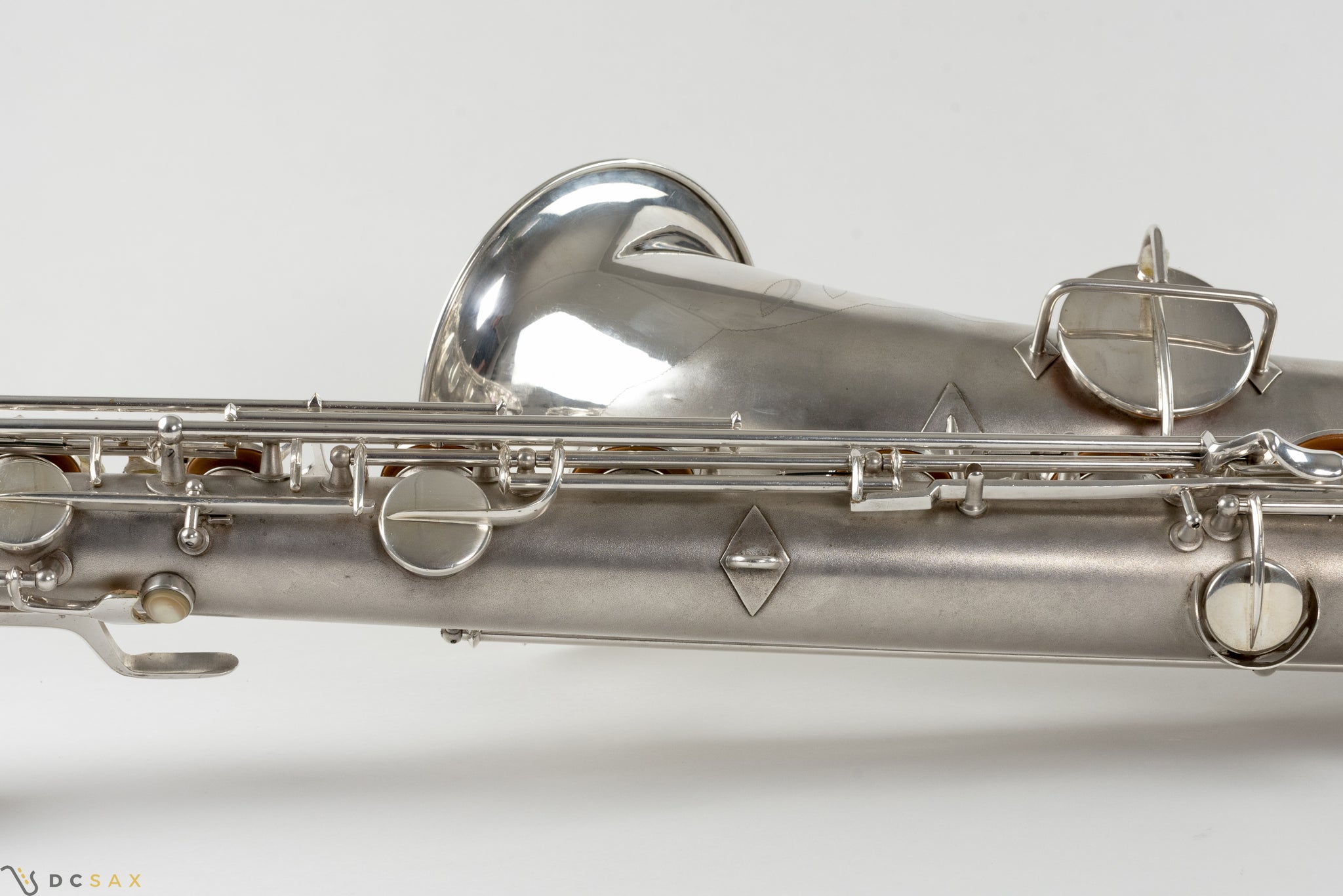 1945 Conn 12M Baritone Saxophone, Silver, Rolled Tone Holes, Overhaul