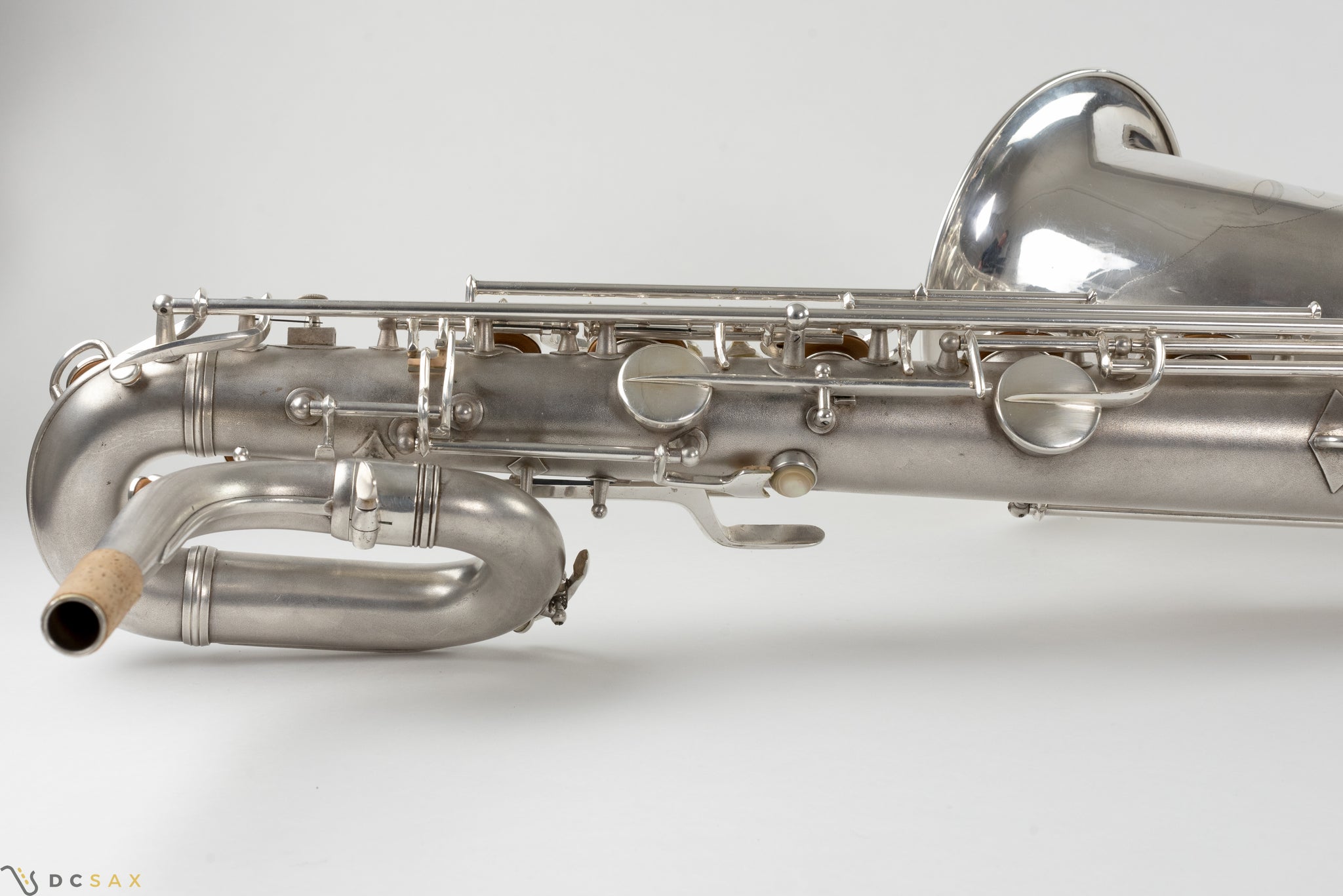 1945 Conn 12M Baritone Saxophone, Silver, Rolled Tone Holes, Overhaul