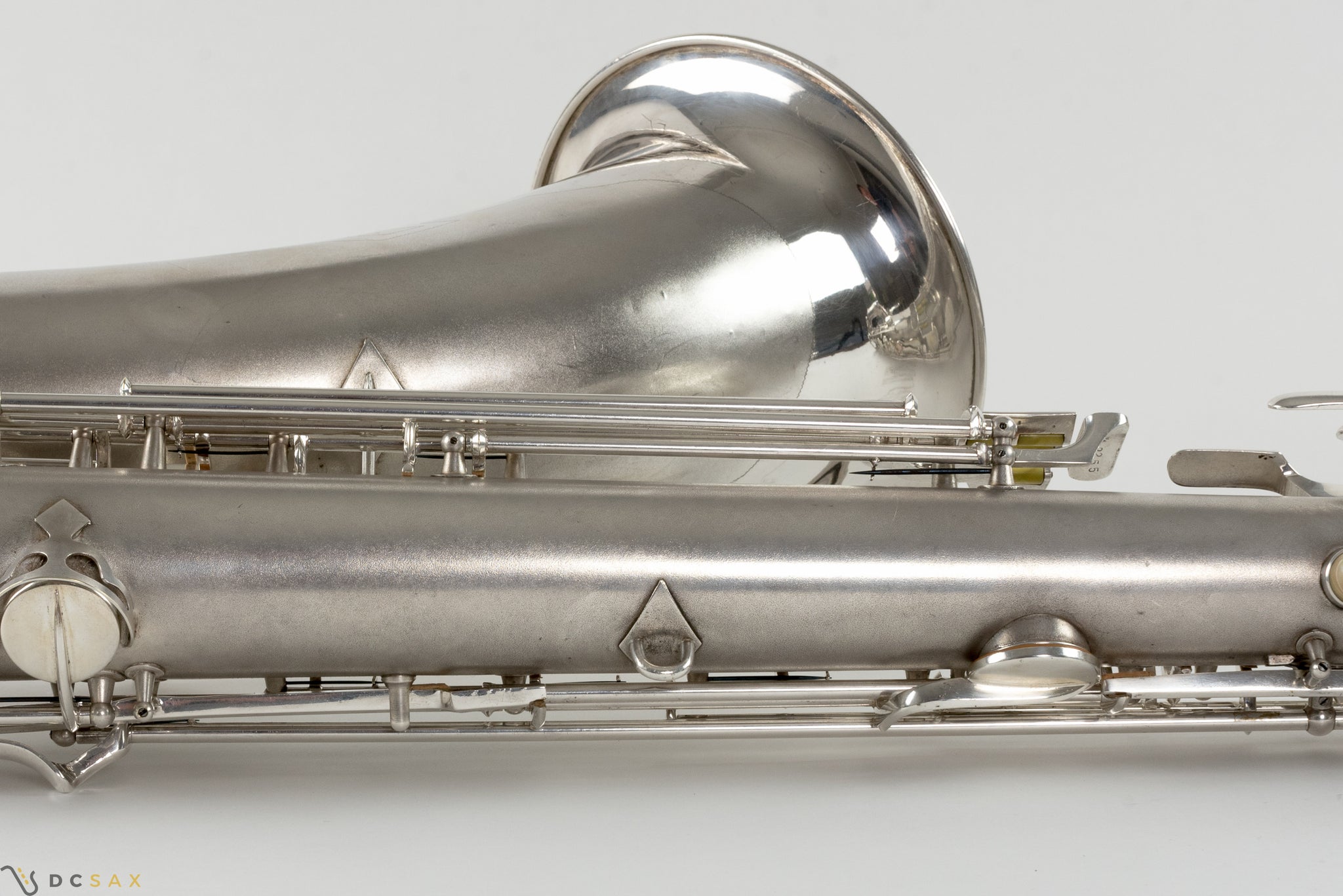 1945 Conn 12M Baritone Saxophone, Silver, Rolled Tone Holes, Overhaul