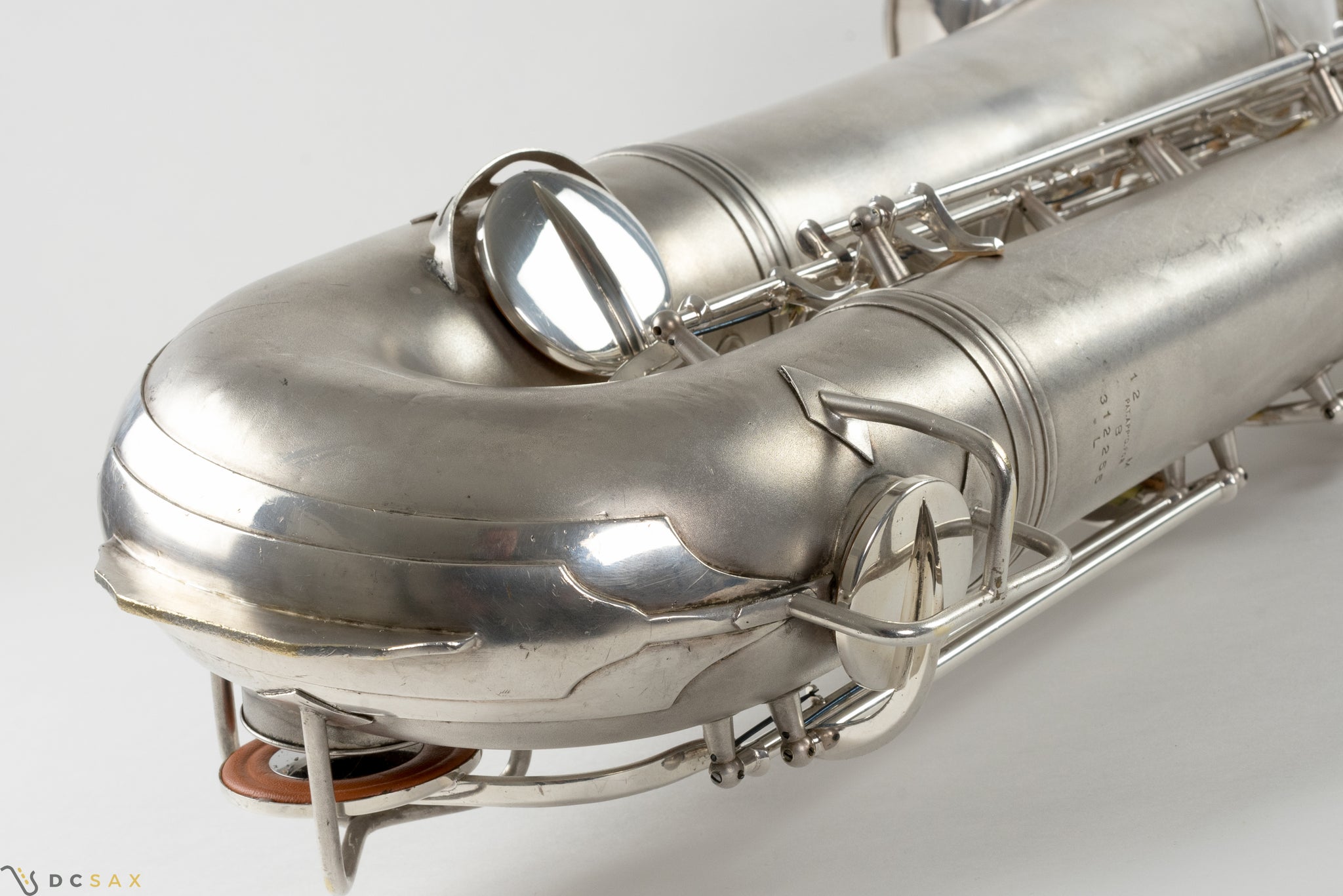 1945 Conn 12M Baritone Saxophone, Silver, Rolled Tone Holes, Overhaul