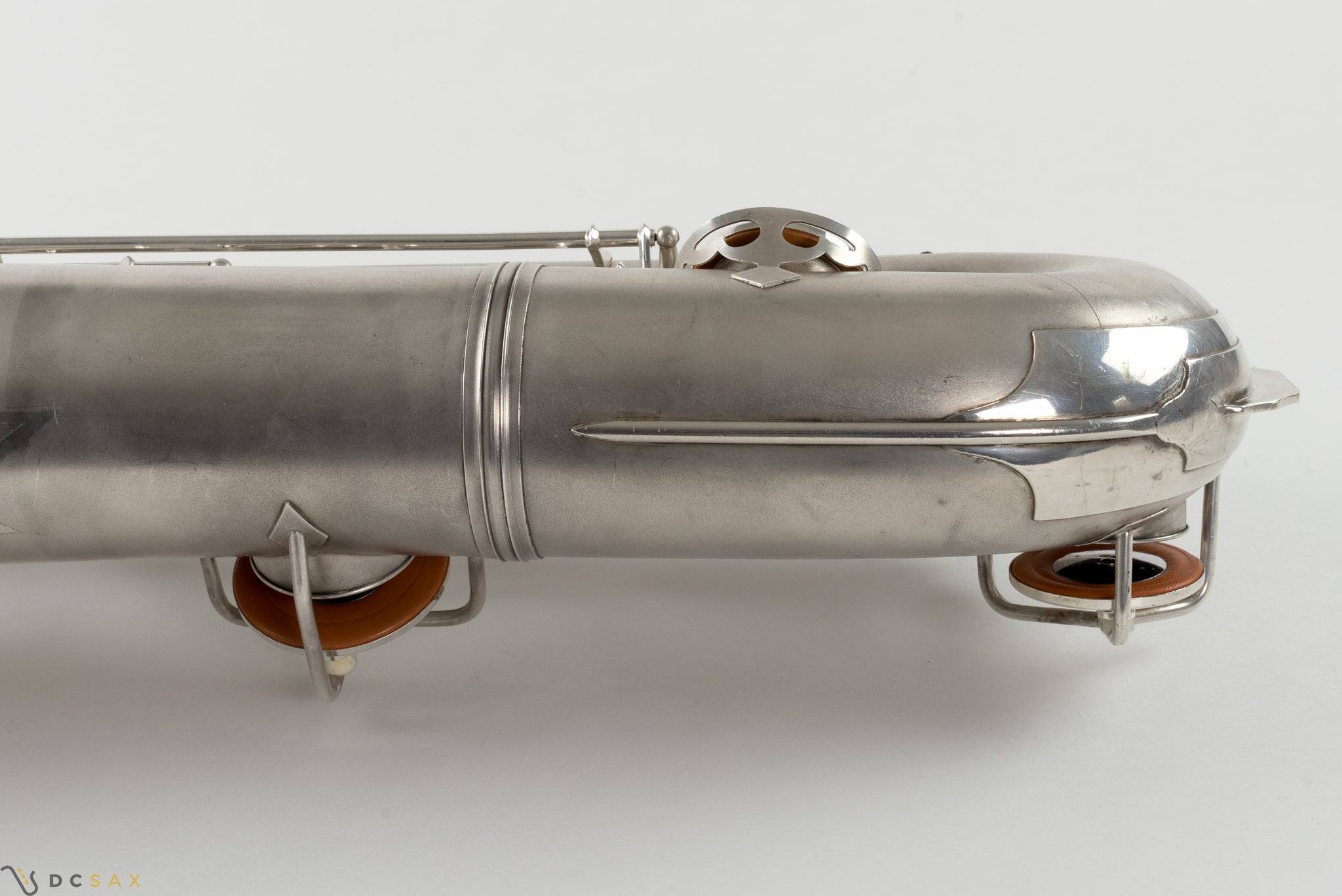 1945 Conn 12M Baritone Saxophone, Silver, Rolled Tone Holes, Overhaul