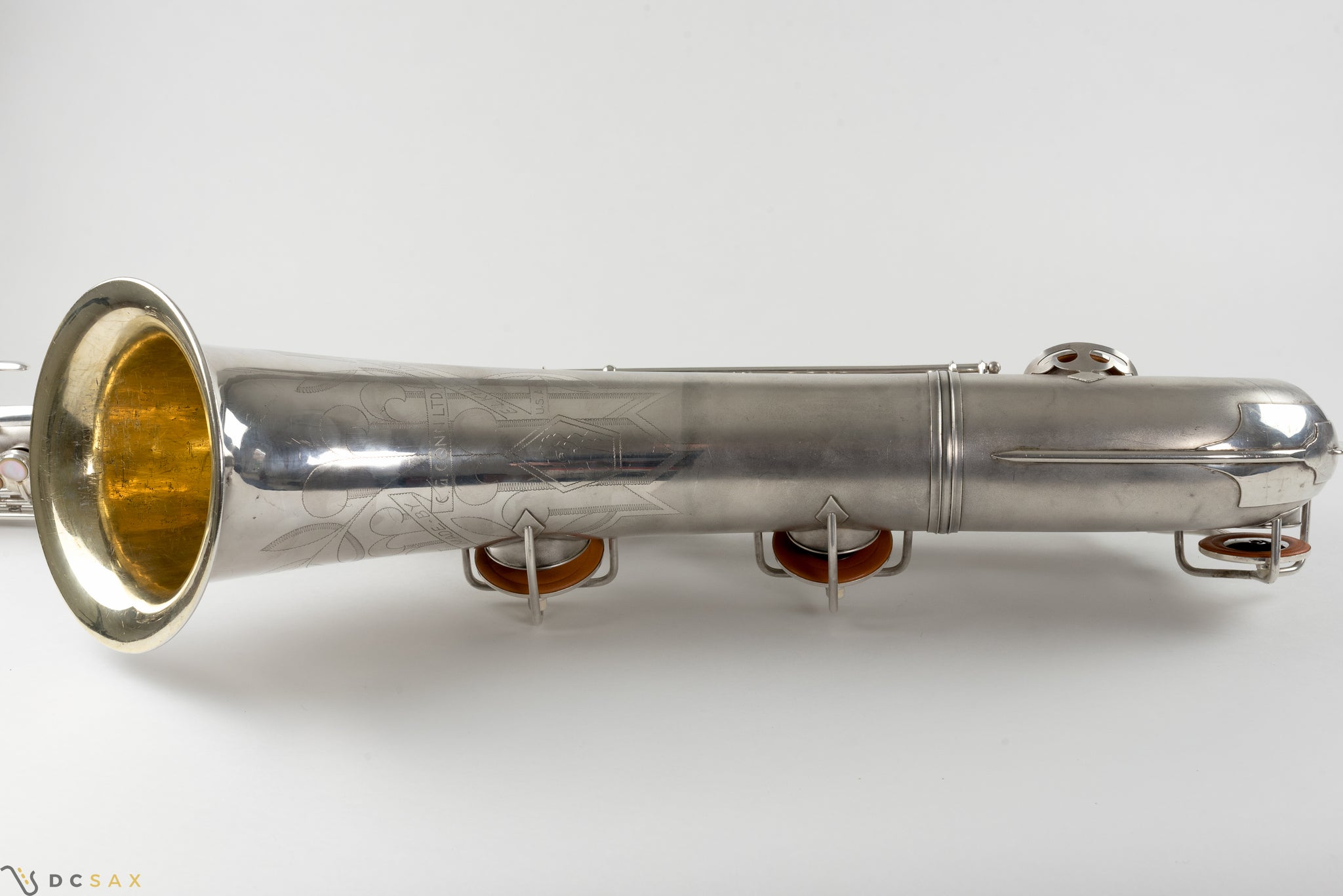 1945 Conn 12M Baritone Saxophone, Silver, Rolled Tone Holes, Overhaul