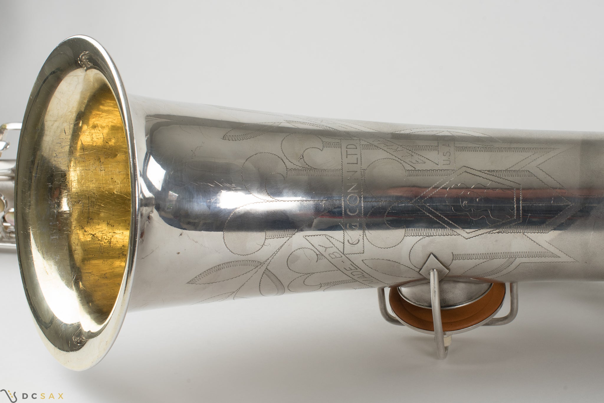 1945 Conn 12M Baritone Saxophone, Silver, Rolled Tone Holes, Overhaul