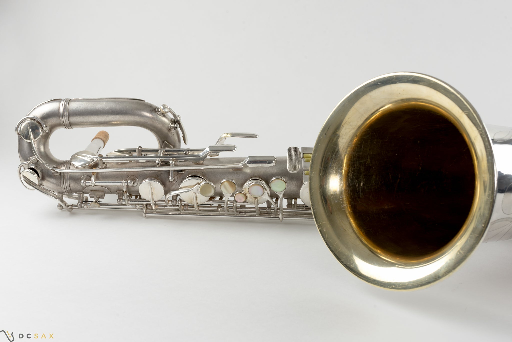 1945 Conn 12M Baritone Saxophone, Silver, Rolled Tone Holes, Overhaul