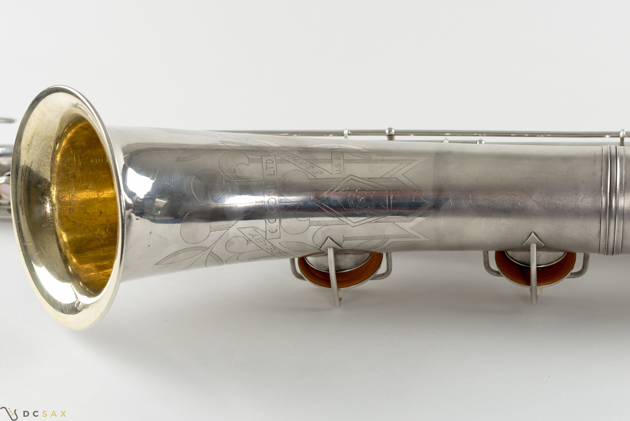 1945 Conn 12M Baritone Saxophone, Silver, Rolled Tone Holes, Overhaul