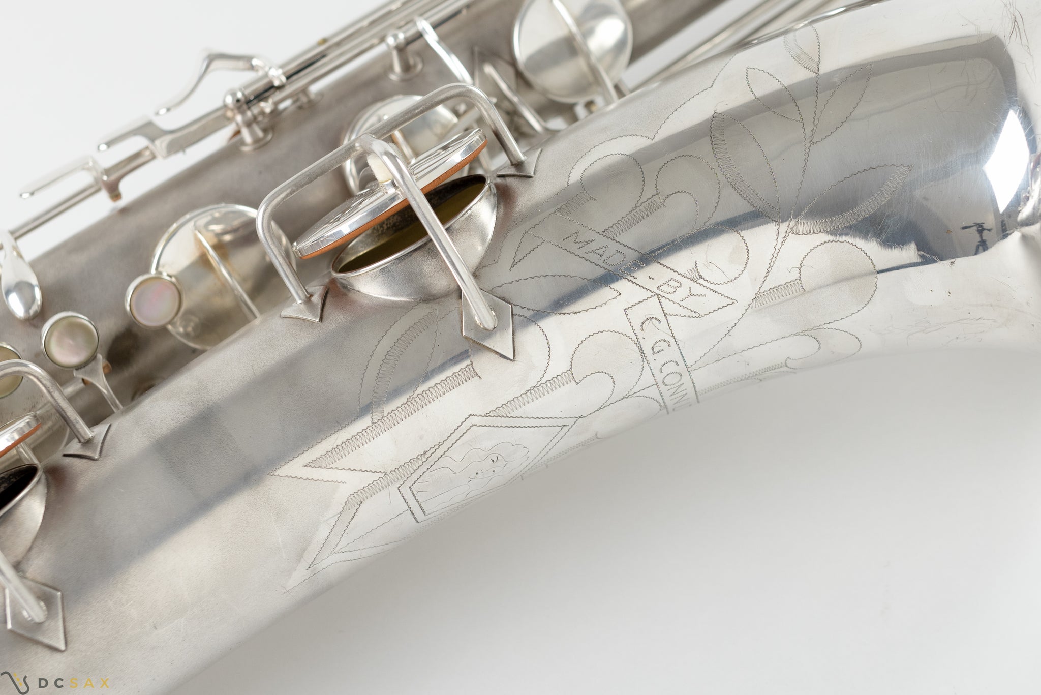 1945 Conn 12M Baritone Saxophone, Silver, Rolled Tone Holes, Overhaul