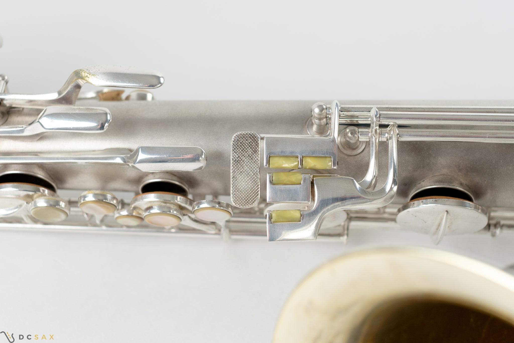 1945 Conn 12M Baritone Saxophone, Silver, Rolled Tone Holes, Overhaul