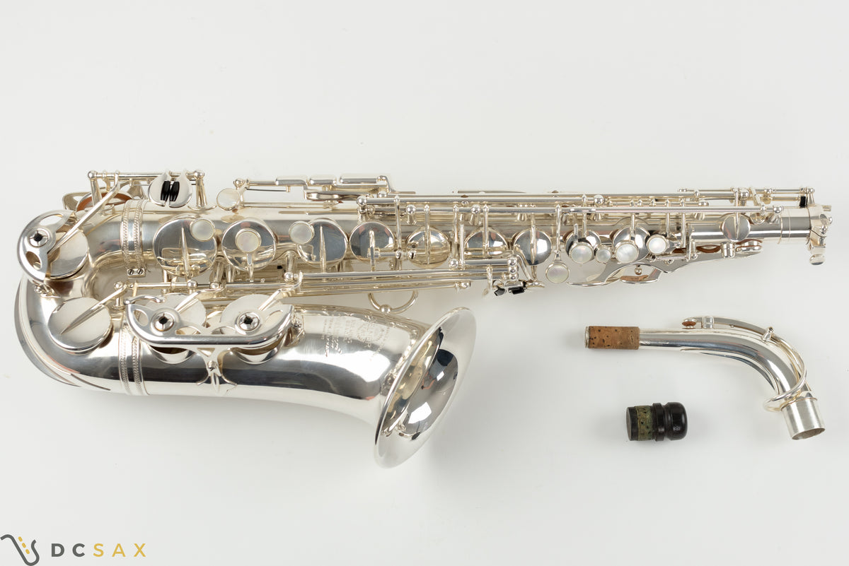 1952年製 セルマー スーパーバランスドアクション アルトサックス シリアル51,xxx番台、ニアミント品、銀メッキ仕上げ、フルオーバーホール済み、演奏動画あり
