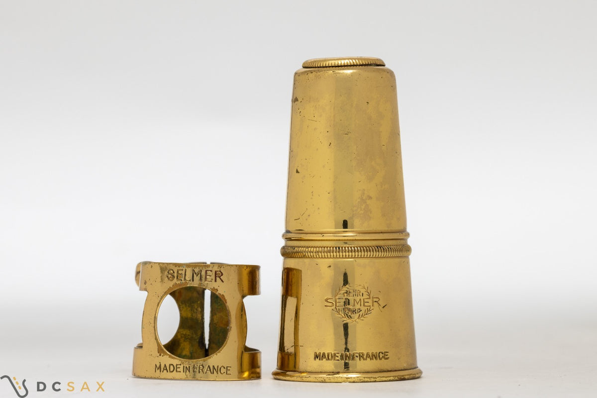 1950's Selmer Two Screw Alto Saxophone Ligature and Cap Set From Mark VI