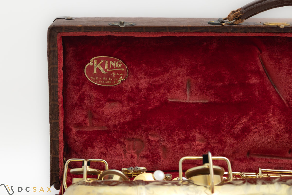 希少 1929年製 King Voll-True "King De Luxe" アルトサックス、金メッキ、フルパール、精巧な彫刻、動画あり