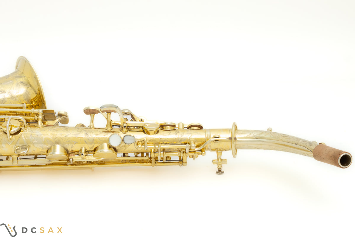 希少 1929年製 King Voll-True "King De Luxe" アルトサックス、金メッキ、フルパール、精巧な彫刻、動画あり