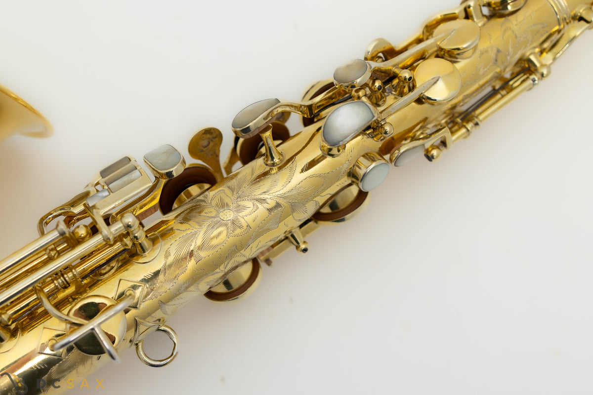 希少 1929年製 King Voll-True "King De Luxe" アルトサックス、金メッキ、フルパール、精巧な彫刻、動画あり