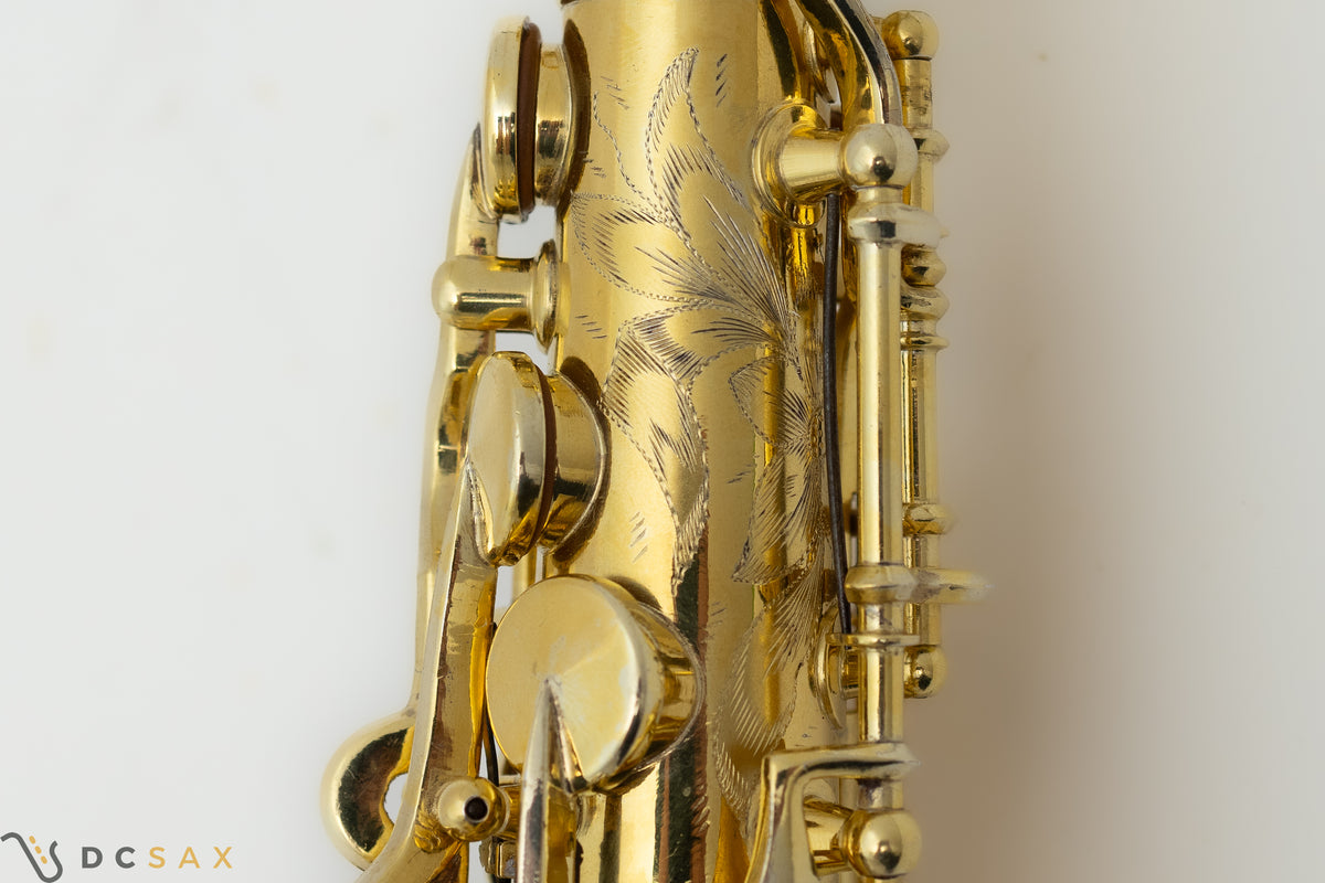 希少 1929年製 King Voll-True "King De Luxe" アルトサックス、金メッキ、フルパール、精巧な彫刻、動画あり
