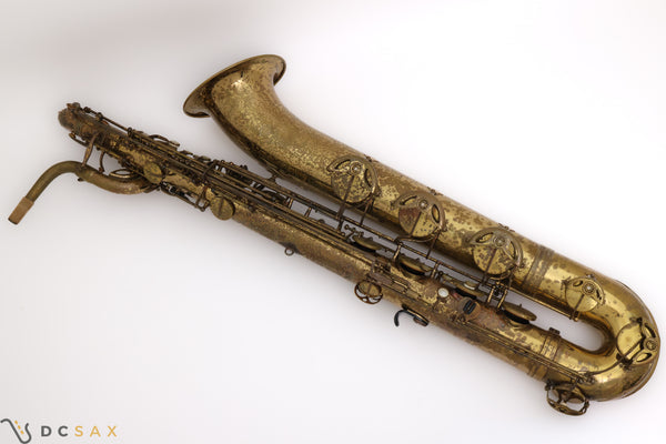 Selmer Mark VI baritone saxophone low A overhead shot