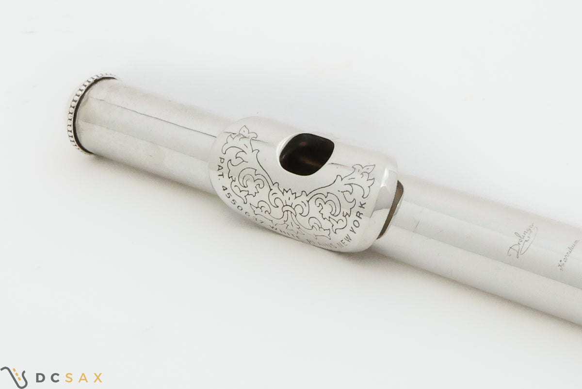 Drelinger Solid Silver Flute Headjoint, Gold Air Reed