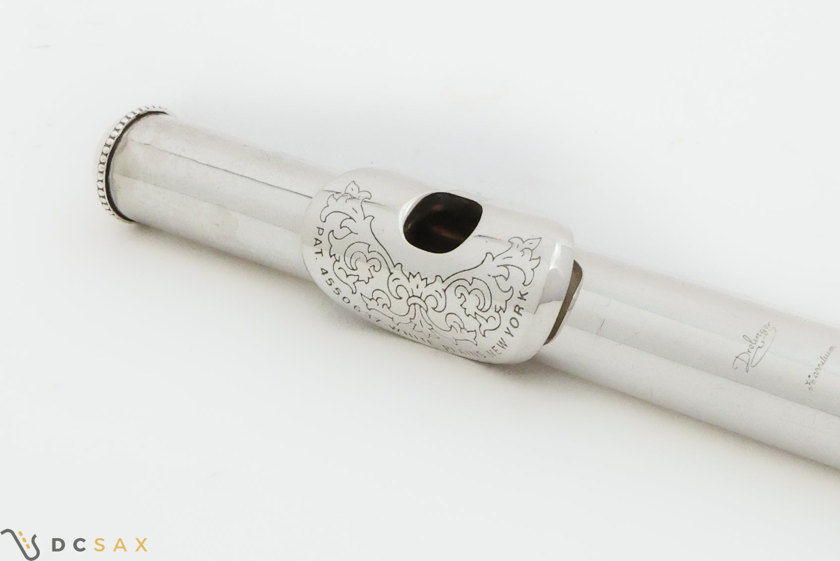 Drelinger Solid Silver Flute Headjoint, Gold Air Reed