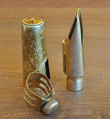 Vintage Otto Link Double Ring Alto Saxophone Mouthpiece, Ligature, Cap