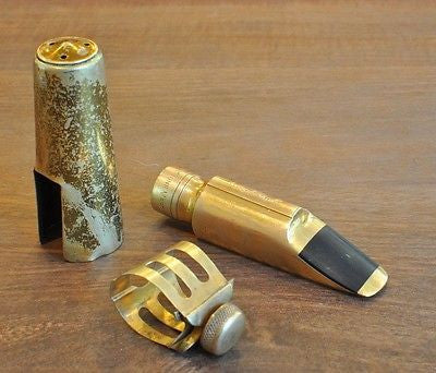 Vintage Otto Link Double Ring Alto Saxophone Mouthpiece, Ligature, Cap
