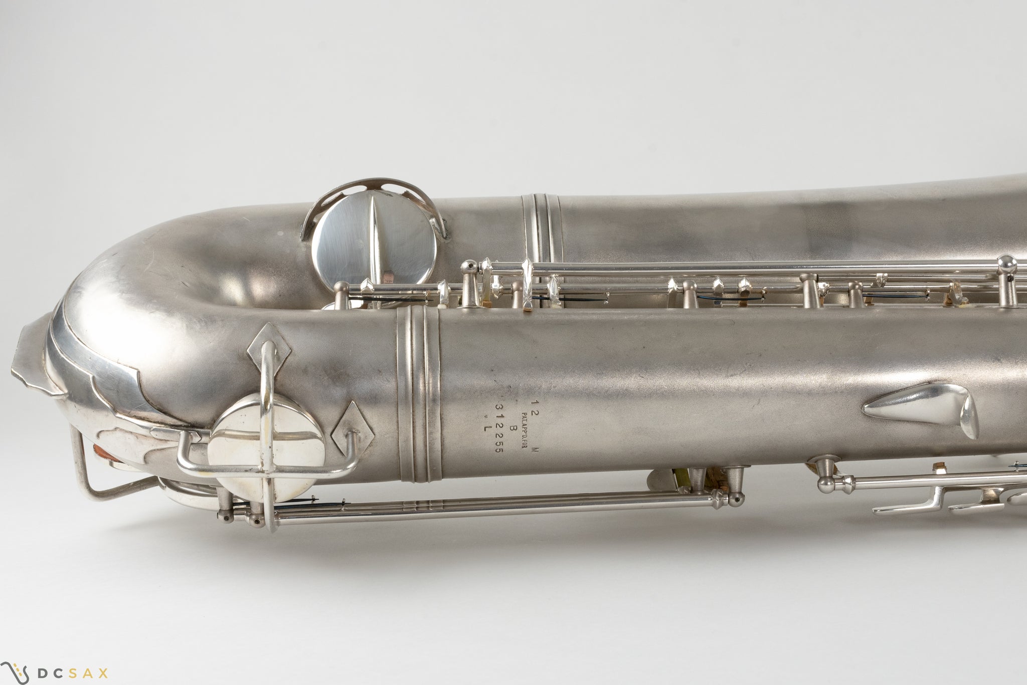 1945 Conn 12M Baritone Saxophone, Silver, Rolled Tone Holes, Overhaul